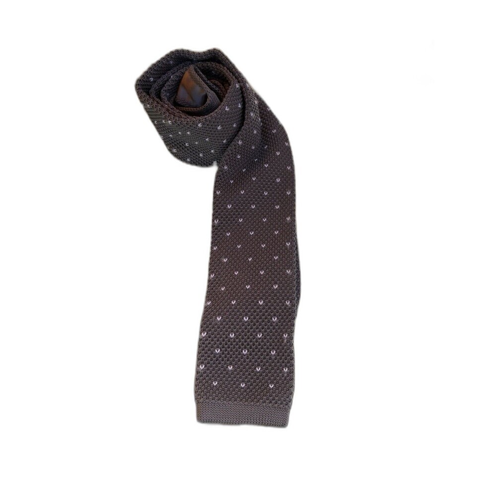 OTAA Australia Square-End Knit Tie in Gray Birdseye woven texture Skinny